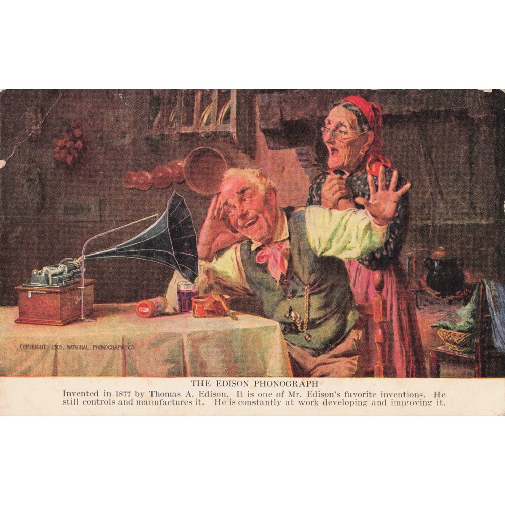 1905 Edison Phonograph Antique Advertising Postcard National Phonograph Co Vtg - Picture 1 of 2